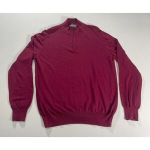 Canali 1/4 Zip 100% Cotton Pullover Sweater Made In Italy Size 52 L